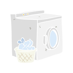 flat color style cartoon washing machine and laundry