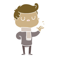 flat color style cartoon aloof man