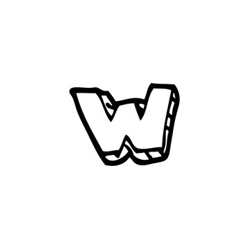 recommend clip art: line drawing cartoon letter w