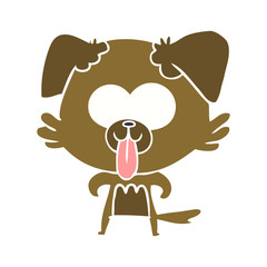 flat color style cartoon dog with tongue sticking out