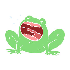 flat color style cartoon frog shouting