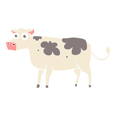 flat color illustration of a cartoon cow