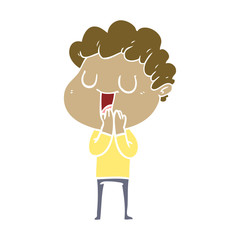laughing flat color style cartoon man