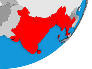 Fototapeta premium BIMSTEC memeber states on blue political 3D globe.