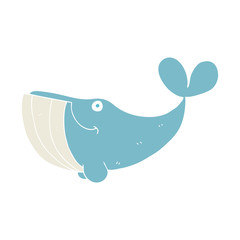 flat color illustration of a cartoon happy whale