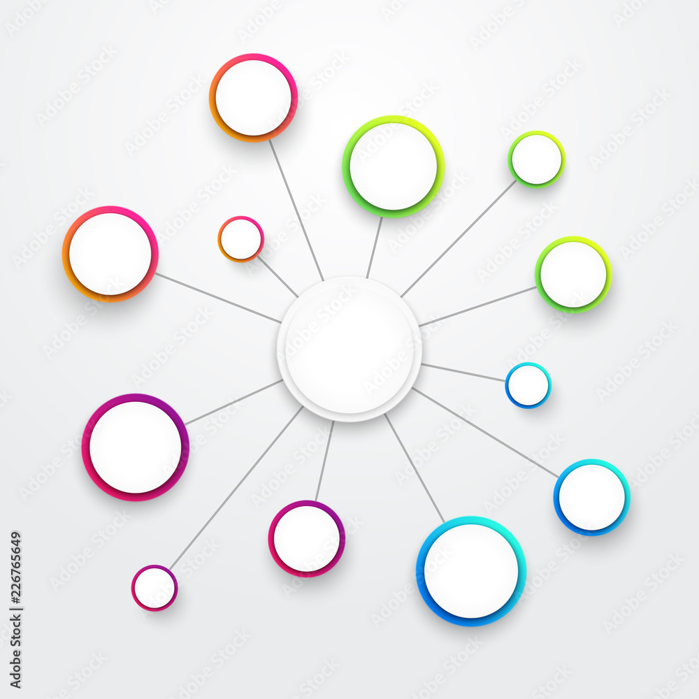 Poster abstract colorful vector 3d large mind map infographic. web element