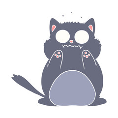 flat color style cartoon worried cat