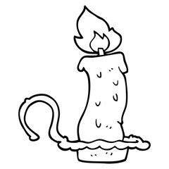 line drawing cartoon burning halloween candle