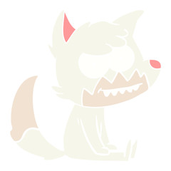 flat color style cartoon grinning fox