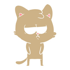 bored flat color style cartoon cat