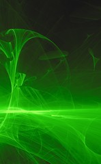 Abstract green light and laser beams, fractals  and glowing shapes  multicolored art background texture for imagination, creativity and design.