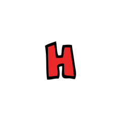 cartoon doodle letter h