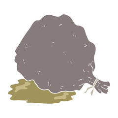 flat color illustration of a cartoon sack of garbage