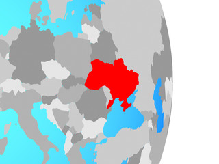 Obraz premium Ukraine on simple political globe.