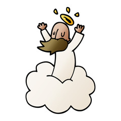 cartoon doodle god on cloud