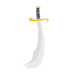 flat color style cartoon curved sword