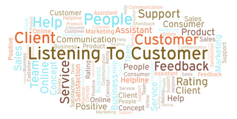 Obraz premium Listening To Customer word cloud.