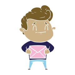 happy flat color style cartoon man