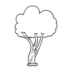 line drawing cartoon blooming tree