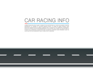 Paved path on the road, Curved road markings, Road leader info , Vector background