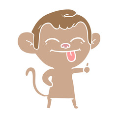 funny flat color style cartoon monkey