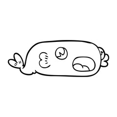 line drawing cartoon of a fish