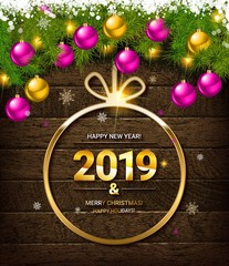 2019 New Year greeting illustration.