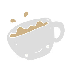 flat color style cartoon cup of coffee