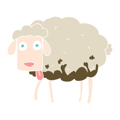 flat color illustration of a cartoon muddy sheep