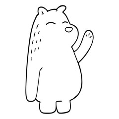 line drawing cartoon polar bear waving