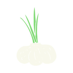 flat color illustration of a cartoon garlic bulb