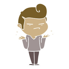flat color style cartoon cool guy with fashion hair cut