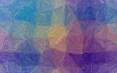 Illustration of purple, green, yellow and blue Impasto with large brush background.
