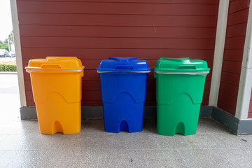 Recycle garbage bins or Sorted recycling bins in multiple color