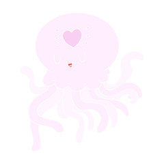 Fototapeta premium flat color style cartoon jellyfish in love