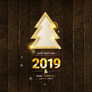 Vector illustration of Happy New Year 2019
