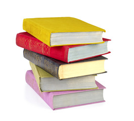 Stack of Old books isolated on white