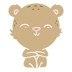 Fototapeta premium happy flat color style cartoon bear sitting