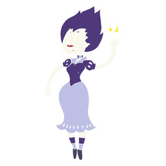 flat color illustration of a cartoon vampire girl