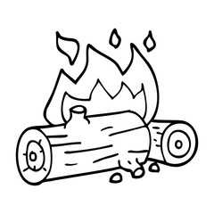 line drawing cartoon burning logs