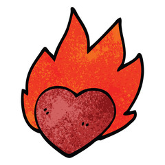 cartoon doodle flaming heart