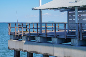 Under-covered area at the end of Woody Point Jetty in Redcliffe, Australia