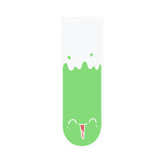 flat color style cartoon happy test tube