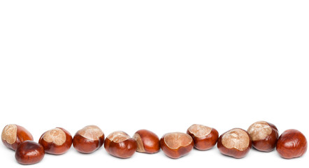 Autumn - Chestnuts - Border, Isolated on White