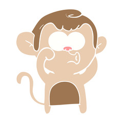 flat color style cartoon hooting monkey