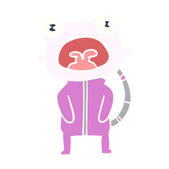flat color style cartoon weird alien communicating