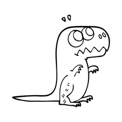 line drawing cartoon roaring t rex