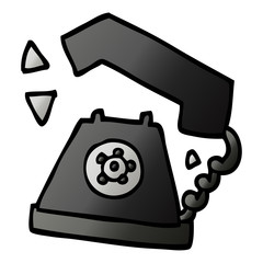 cartoon doodle retro telephone