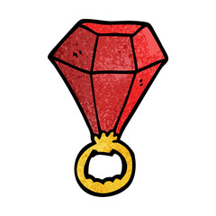 cartoon doodle red ruby ring