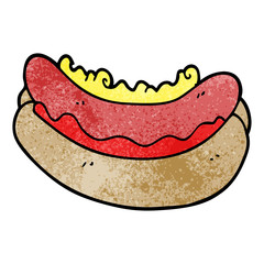 cartoon doodle hotdog in a bun